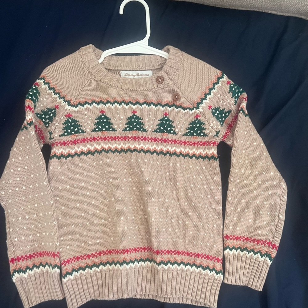 Tommy Bahama Beige Knit Sweater with Festive Accents